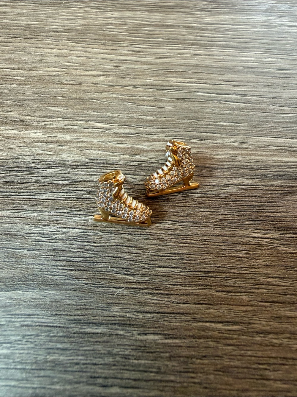 Kate spade Gold Crystal Ice Skate Charm Earrings